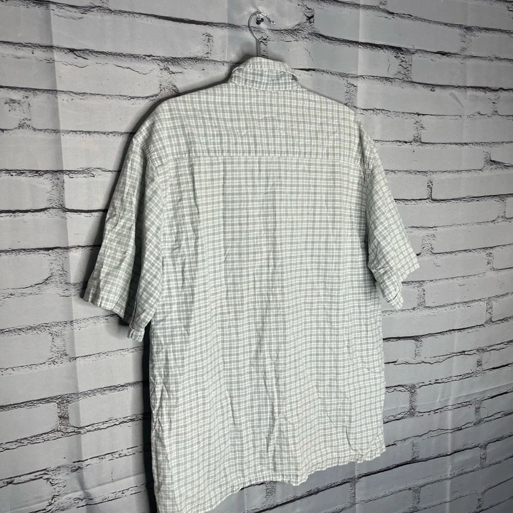 Quiksilver Gray & White Plaid Button‑Up Shirt Sz XL Surfer Streetwear Casual Y2K - Picture 10 of 13
